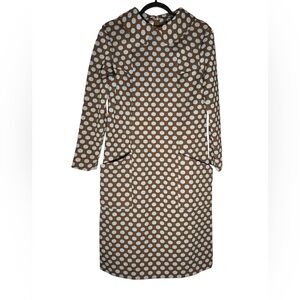 VTG Alaron California Polka Dot Dress Womens S / M Hand Detailed Brown 60s 70s